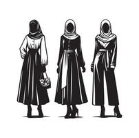 Hijab Stil Mode Illustration Design Silhouette Stil vektor