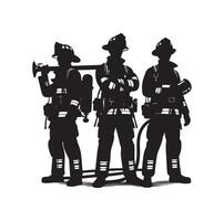 Feuerwehrleute Gruppe Pose Silhouette Illustration vektor