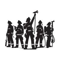 brandmän grupp utgör silhuett illustration vektor