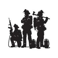 Feuerwehrleute Gruppe Pose Silhouette Illustration vektor