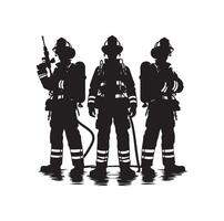 Feuerwehrleute Gruppe Pose Silhouette Illustration vektor