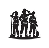 Feuerwehrleute Gruppe Pose Silhouette Illustration vektor