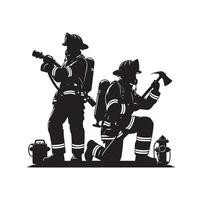 Feuerwehrleute Gruppe Pose Silhouette Illustration vektor