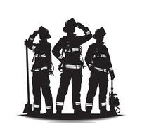Feuerwehrleute Gruppe Pose Silhouette Illustration vektor