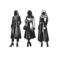 Hijab Stil Mode Illustration Design Silhouette Stil vektor