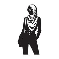 Hijab Stil Mode Illustration Design Silhouette Stil vektor