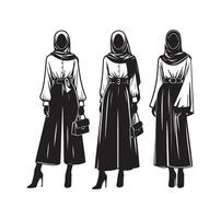 Hijab Stil Mode Illustration Design Silhouette Stil vektor