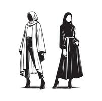 Hijab Stil Mode Illustration Design Silhouette Stil vektor