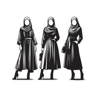 Hijab Stil Mode Illustration Design Silhouette Stil vektor