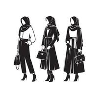 Hijab Stil Mode Illustration Design Silhouette Stil vektor