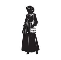 Hijab Stil Mode Illustration Design Silhouette Stil vektor