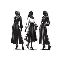 Hijab Stil Mode Illustration Design Silhouette Stil vektor