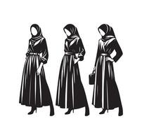 Hijab Stil Mode Illustration Design Silhouette Stil vektor