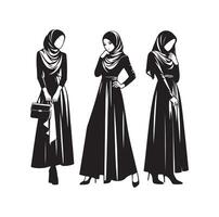 Hijab Stil Mode Illustration Design Silhouette Stil vektor