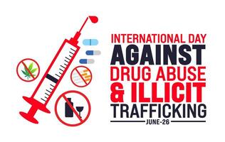 Juni ist International Tag gegen Droge Missbrauch und illegal Handel Hintergrund Vorlage. Urlaub Konzept. verwenden zu Hintergrund, Banner, Plakat, Karte, und Poster Design Vorlage. vektor