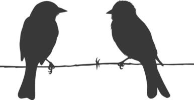 silhuett fåglar på tråd svart Färg endast vektor