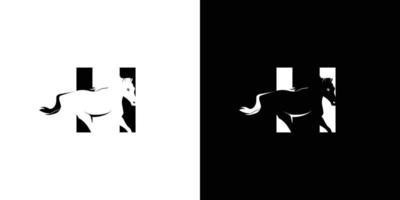 logotypdesign med första bokstaven h kombinerat med symbolen för en häst är modern och professionell vektor