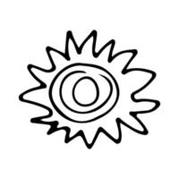 Sol element ikon tecken, enkel naiv skvaller stil, svart silhuett hand teckning, redigerbar objekt på vit bakgrund vektor
