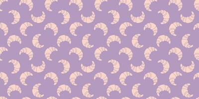 rosa croissanter illustration sömlös mönster på lavendel- ändlös bakgrund vektor