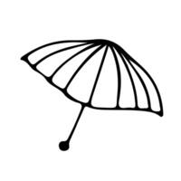 ett paraply, enkel skiss, naiv klotter ikon, redigerbar isolerat ritad för hand objekt på vit bakgrund vektor