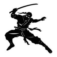 Ninja Kämpfer Grafik Silhouette . vektor