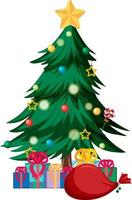 geschmückter Weihnachtsbaum mit vielen Geschenkboxen vektor