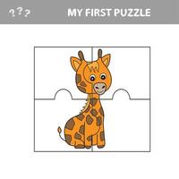 Bildungspapierspiel für Kinder, Giraffe. Bild erstellen - mein erstes Puzzle vektor