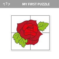 einfaches pädagogisches Papierspiel für Kinder. rote Rosen Puzzle vektor