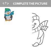 kopiera bilden, utbildning spel för barn - pingvin vektor