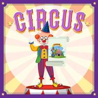 Zirkusbanner-Design mit Clown-Cartoon-Figur vektor