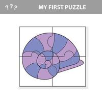 Kinder unterhaltsames Spiel mit einem Muschel-Puzzleteil in einer Vektorillustration vektor