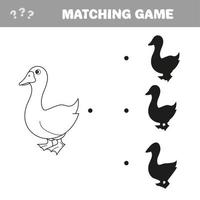 Gans Vögel Schatten Matching Game Vector Illustration