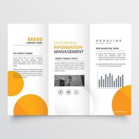 korporativ Geschäft dreifach gefaltet Broschüre Design mit Orange Kreise vektor