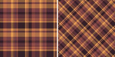 Tartan Stoff Textur von Textil- nahtlos Plaid mit ein Hintergrund prüfen Muster. einstellen im Halloween Farben. Symmetrie Gewebe Designs im Mode. vektor