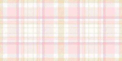 Zuhause Hintergrund Tartan überprüfen, Farbe Stoff Textur. Wohnung Muster Plaid Textil- nahtlos im Weiß und neblig Rose Farben. vektor