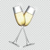 zwei Glas Champagner auf transparentem Hintergrund isoliert. Vektor-Illustration vektor