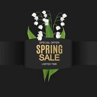 Frühlingsverkauf süßer Hintergrund mit bunten Blumenelementen. Vektor-Illustration vektor