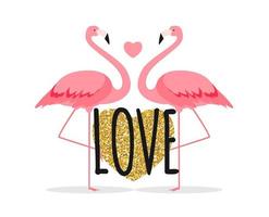 süße Karte mit Flamingos. Liebe und Valentinstag Hintergrund. Vektor-Illustration vektor