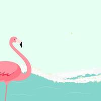 Sommerhintergrund mit Flamingo und Meereswellen. Vektor-Illustration vektor