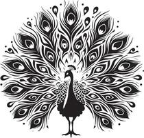 påfågel med skön fjäder silhuett konst illustration påfågel ClipArt logotyp ikon, isolerat på vit vektor