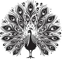 Pfau mit schön Feder Silhouette Kunst Illustration Pfau Clip Art Logo Symbol, isoliert auf Weiß vektor