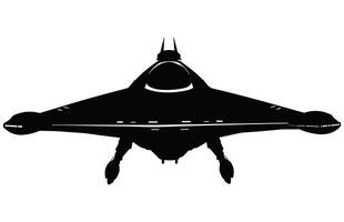 UFO Außerirdischer Raumfahrzeug schwarz Silhouette Sammlung, einfach Außerirdischer Schiff Symbol, Raum fliegend Untertasse. vektor