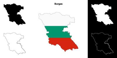 burgas provins översikt Karta uppsättning vektor