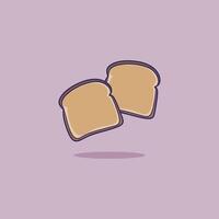 söt bröd tecken tecknad serie isolerat på en Färg bakgrund vektor