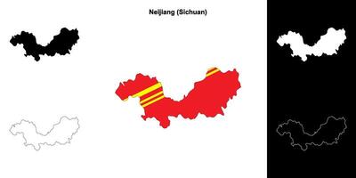 neijiang leer Gliederung Karte einstellen vektor