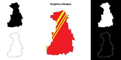 Yangzhou leer Gliederung Karte einstellen vektor