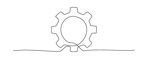 kontinuierlich Linie Zeichnung von Getriebe Symbol isolieren auf Weiß Hintergrund. vektor