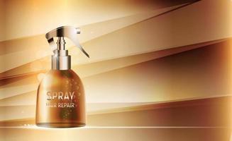 design hår reparation spray kosmetika produkt mall för annonser eller tidningen bakgrund. 3D realistisk vektor iillustration