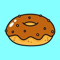 Schokolade Krapfen Charakter. Hand gezeichnet Karikatur kawaii Charakter Illustration Symbol. isoliert auf Blau Hintergrund. Schokolade Krapfen Charakter Konzept vektor