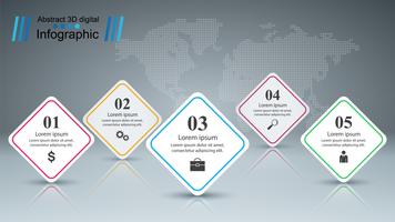 Business infographic. Fem pappersartiklar. vektor